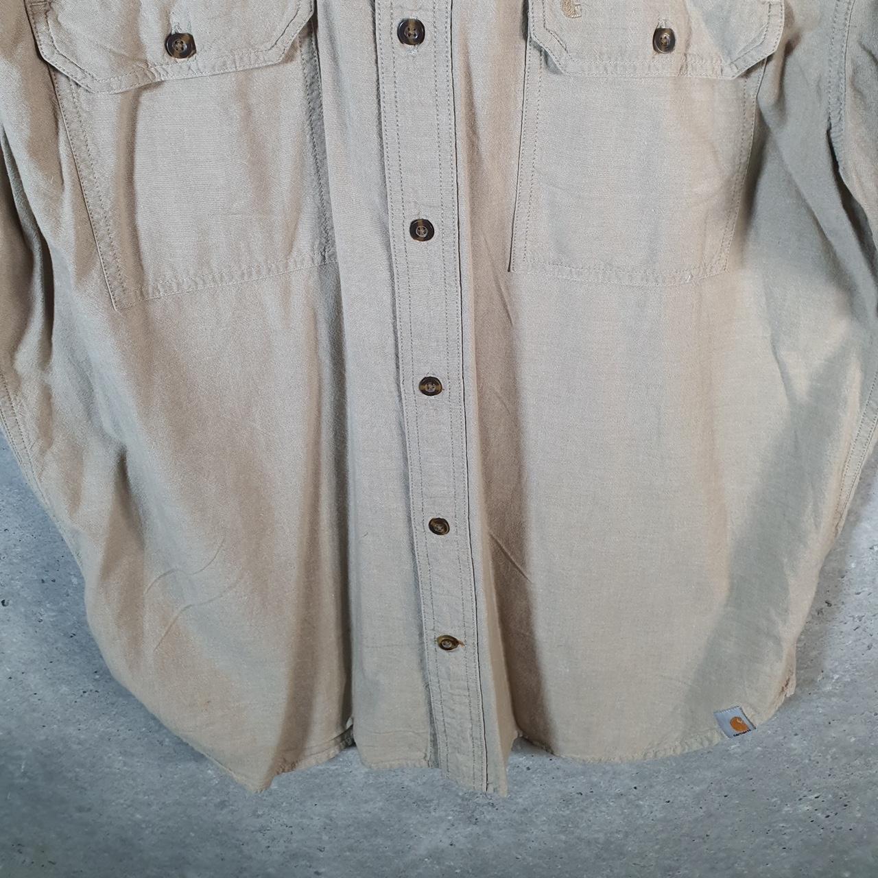 Vintage Carhartt Shirt Button Down Mens XL Brown Short Sleeve Chore Utility Relaxed - Big Fish Vintage