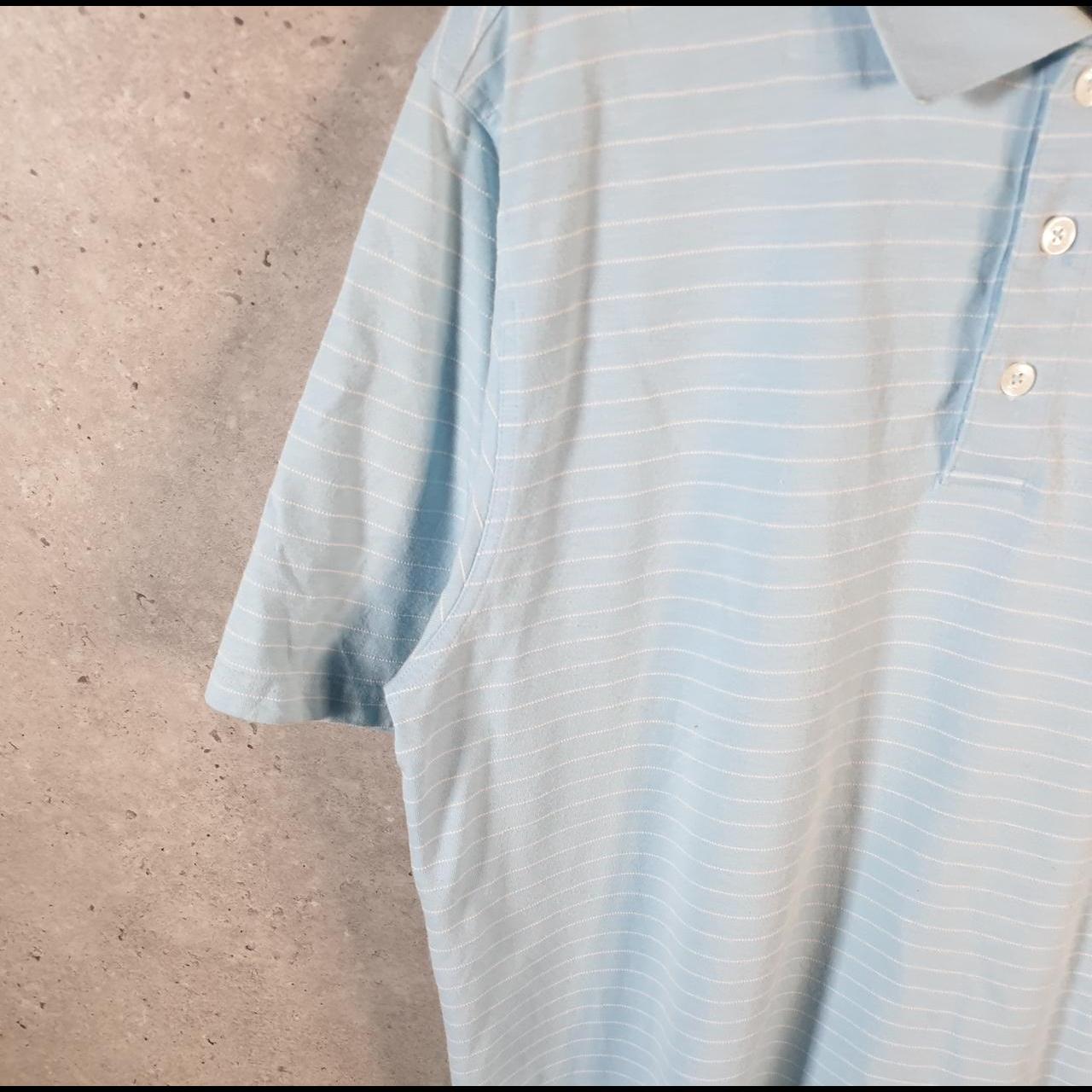 Vintage Adidas Climalite Polo Shirt Men’s Medium Striped Blue Three Stripes Athletic