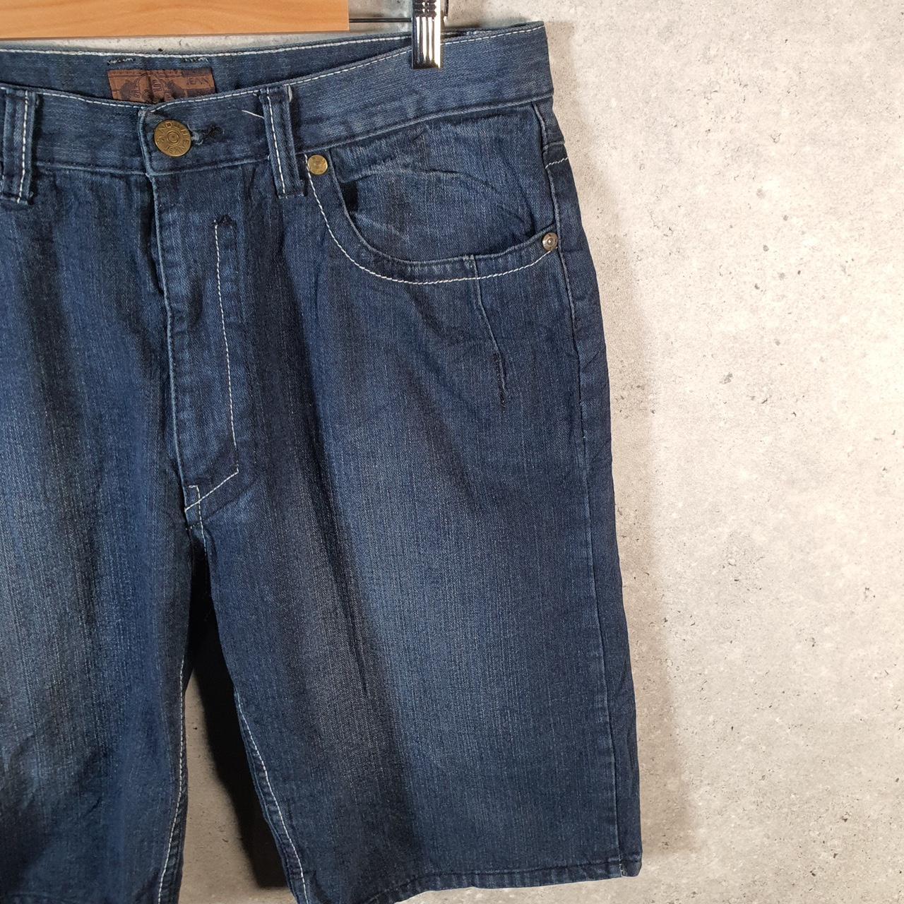 Vintage Jean Station Baggy Y2K Hip Hop Jorts Shorts Mens W38 Blue Denim USA A4678