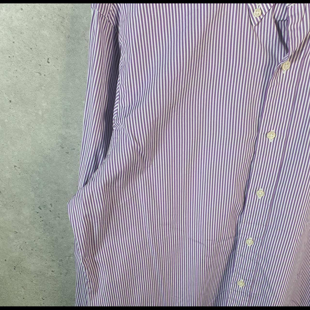 Vintage Ralph Lauren Button Down Shirt Men’s XL Purple Striped Custom Fit Cotton Pony