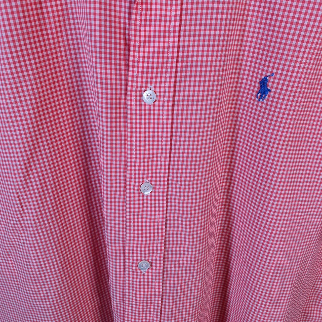 Vintage Ralph Lauren Button Down Shirt Men’s Large Pink Checkered Classic Fit Cotton Pony Big Fish Vintage