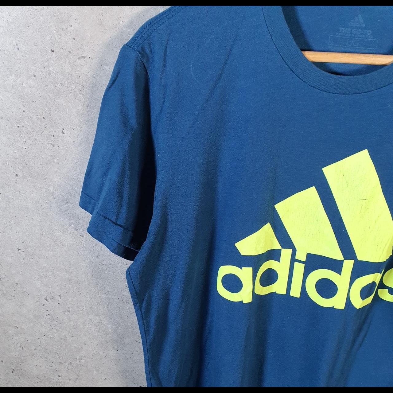Vintage Adidas Go To Performance T Shirt Men’s Large Blue Three Stripes Logo Athletic