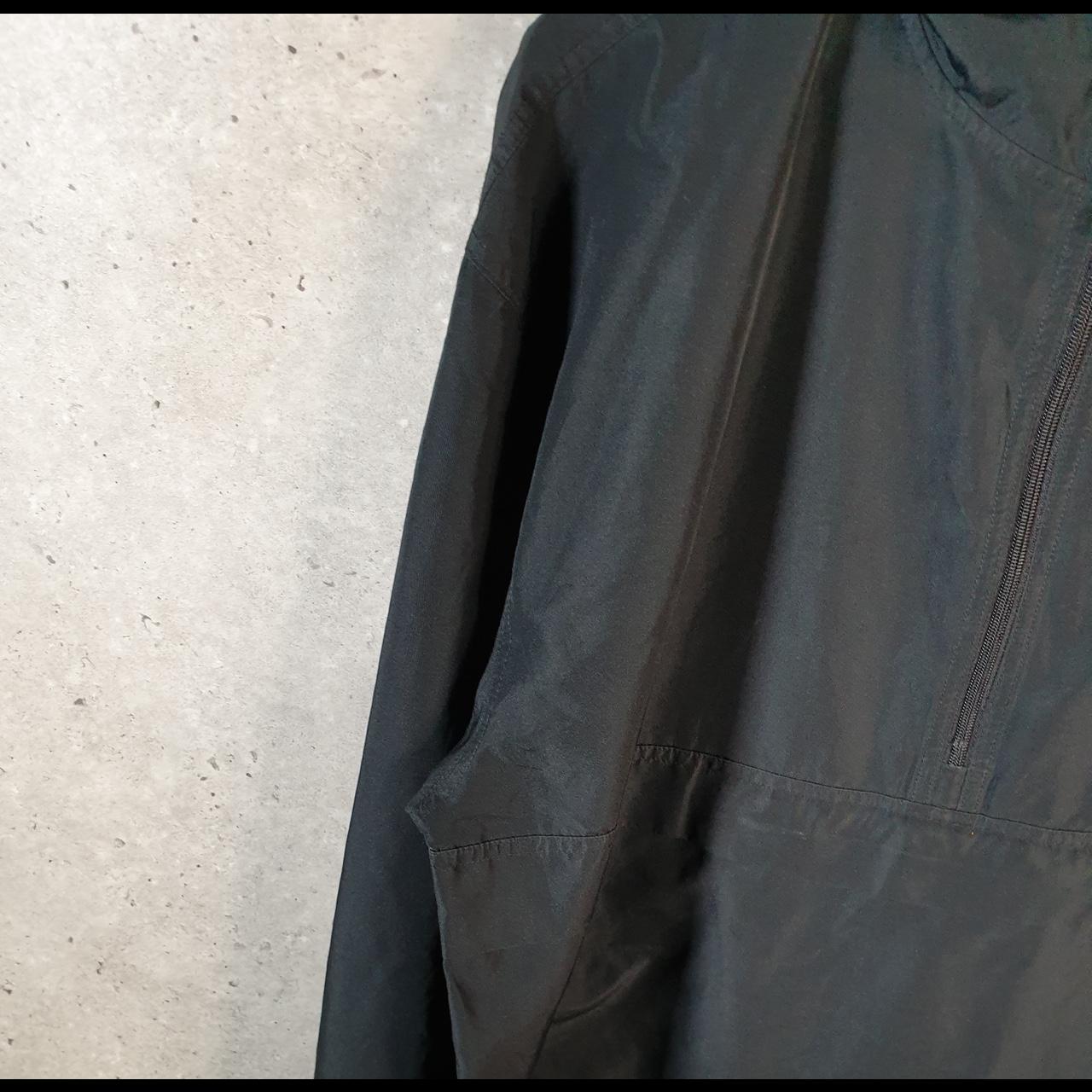 Vintage Champion Windbreaker Track Jacket Mens Large Black Logo 1/4 Zip Hooded