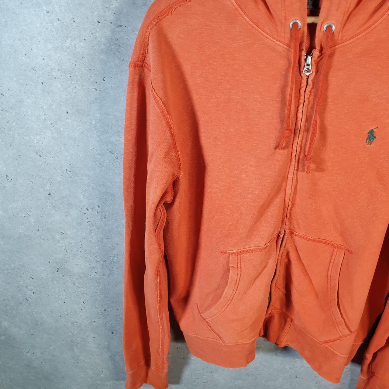 Vintage Ralph Lauren Polo Heavyweight Hoodie Men’s Large Orange Cotton Full Zip Pony