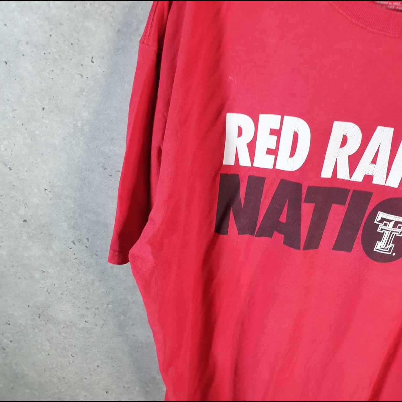 Vintage Nike Red Raider Nation T Shirt Men’s 2XL Red Swoosh Logo Athletic