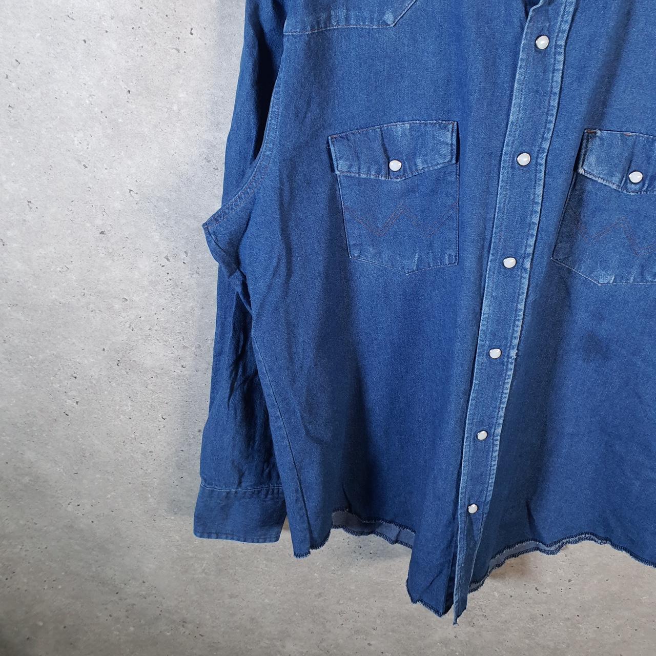Vintage Wrangler Denim Jean Trucker Shirt Mens XL Blue Button