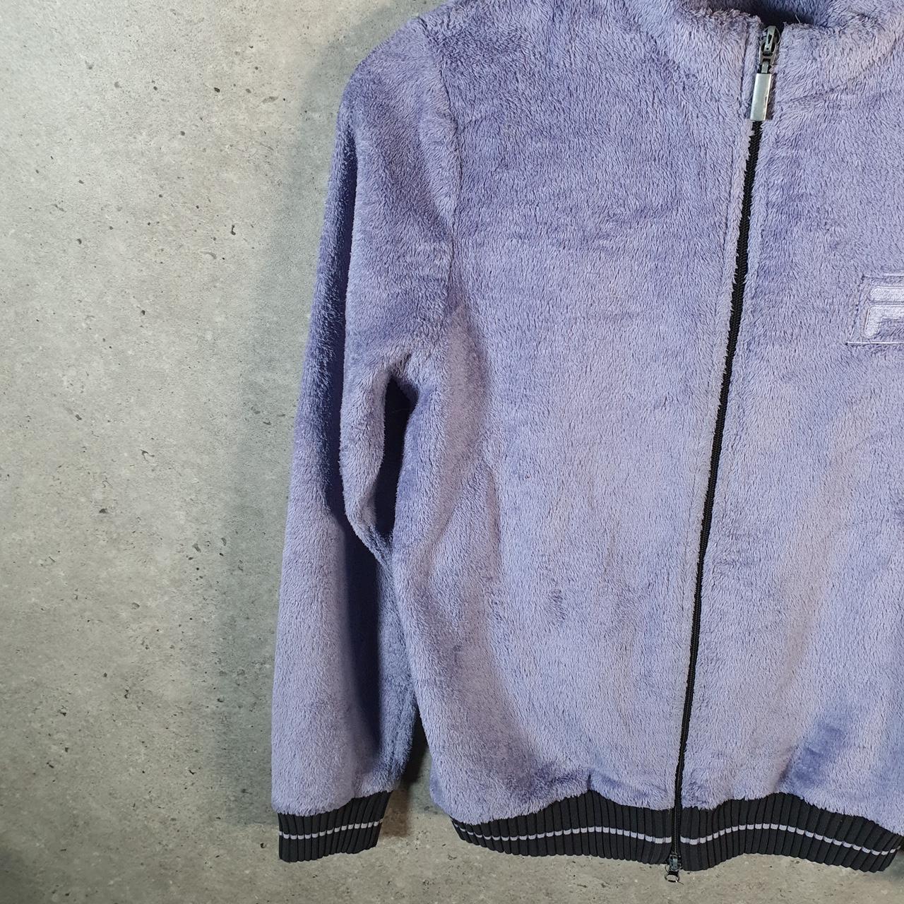 Vintage Fila Full Zip Fleece Sweatshirt Womens Small Purple Teddy Logo
