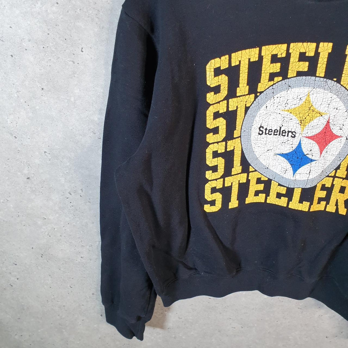 Vintage NFL Pittsburgh Steelers Sweatshirt Womens Large Black USA Pro Sport American Football