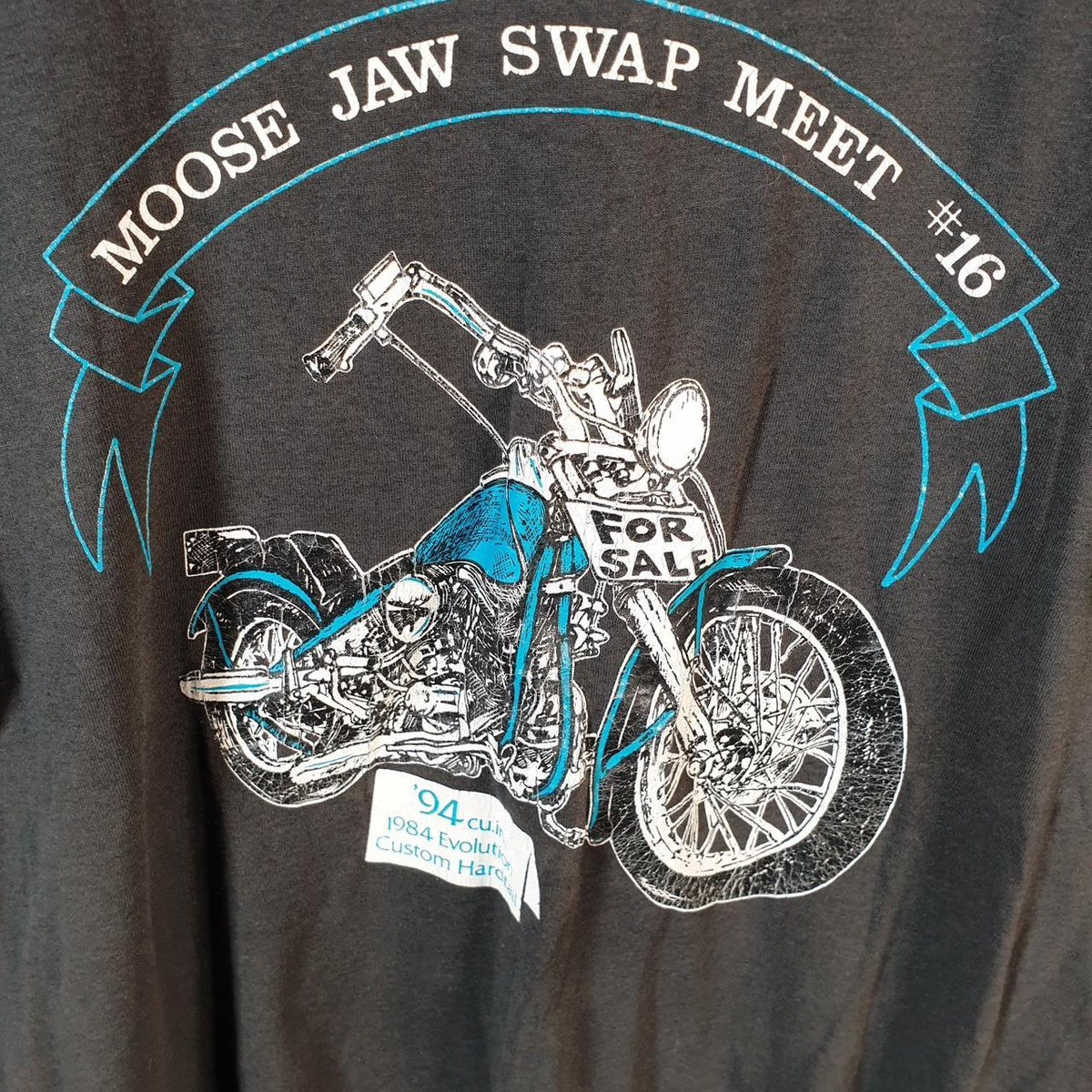 Vintage Best Fruit of the Loom 1984 Moose Jaw Meet Motorcycle USA Single Stitch T Shirt Men’s Large Black Big Fish Vintage