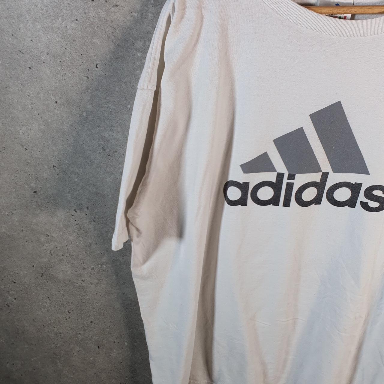 Vintage Adidas T Shirt Men’s XL White Three Stripes Logo Athletic