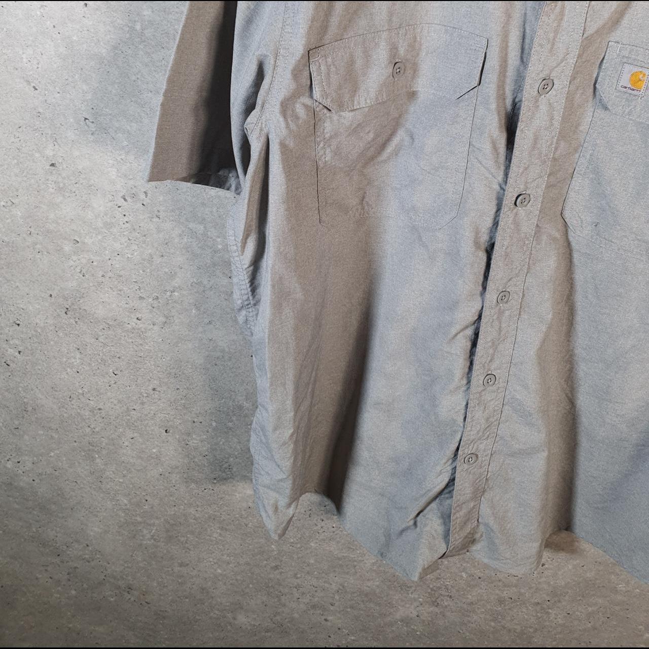 Vintage Carhartt Shirt Button Down Mens Large Grey Short Sleeve Utility Relaxed Fit