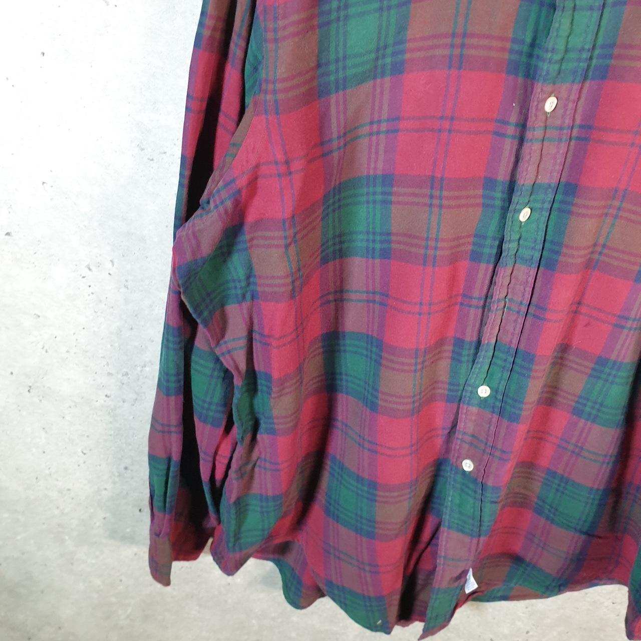 Vintage Ralph Lauren Button Down Shirt Men’s Large Burgundy Red Classic Fit Checkered Pony