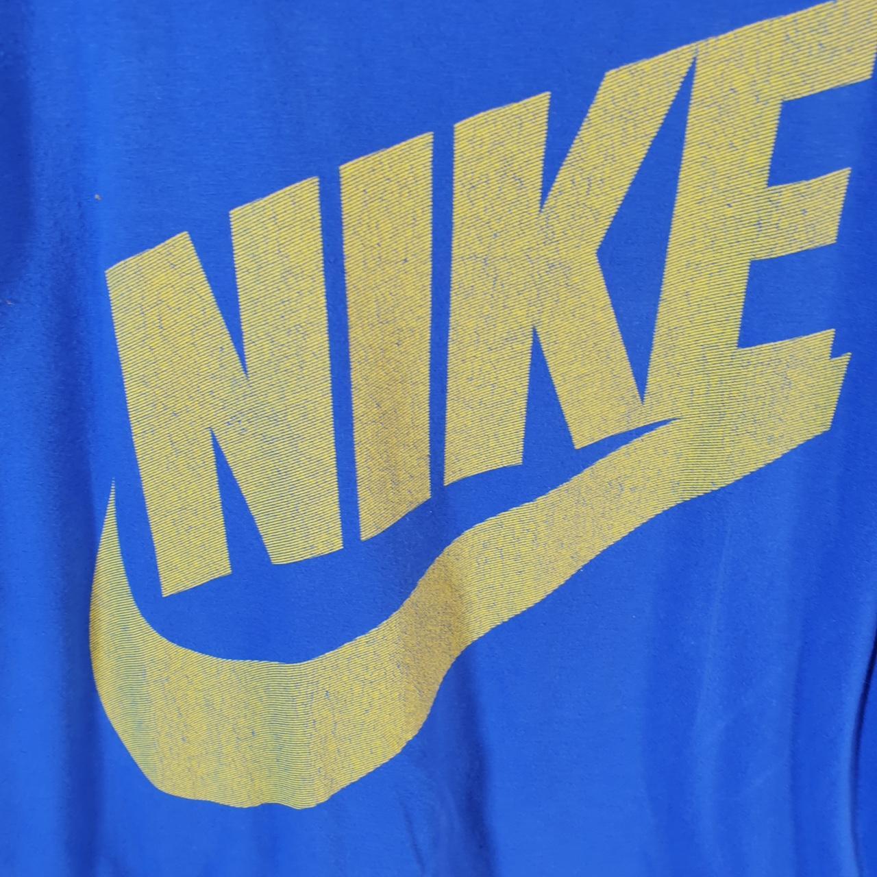 Vintage Nike T Shirt Men’s Small Blue Printed Single Swoosh Logo Athletic C8264