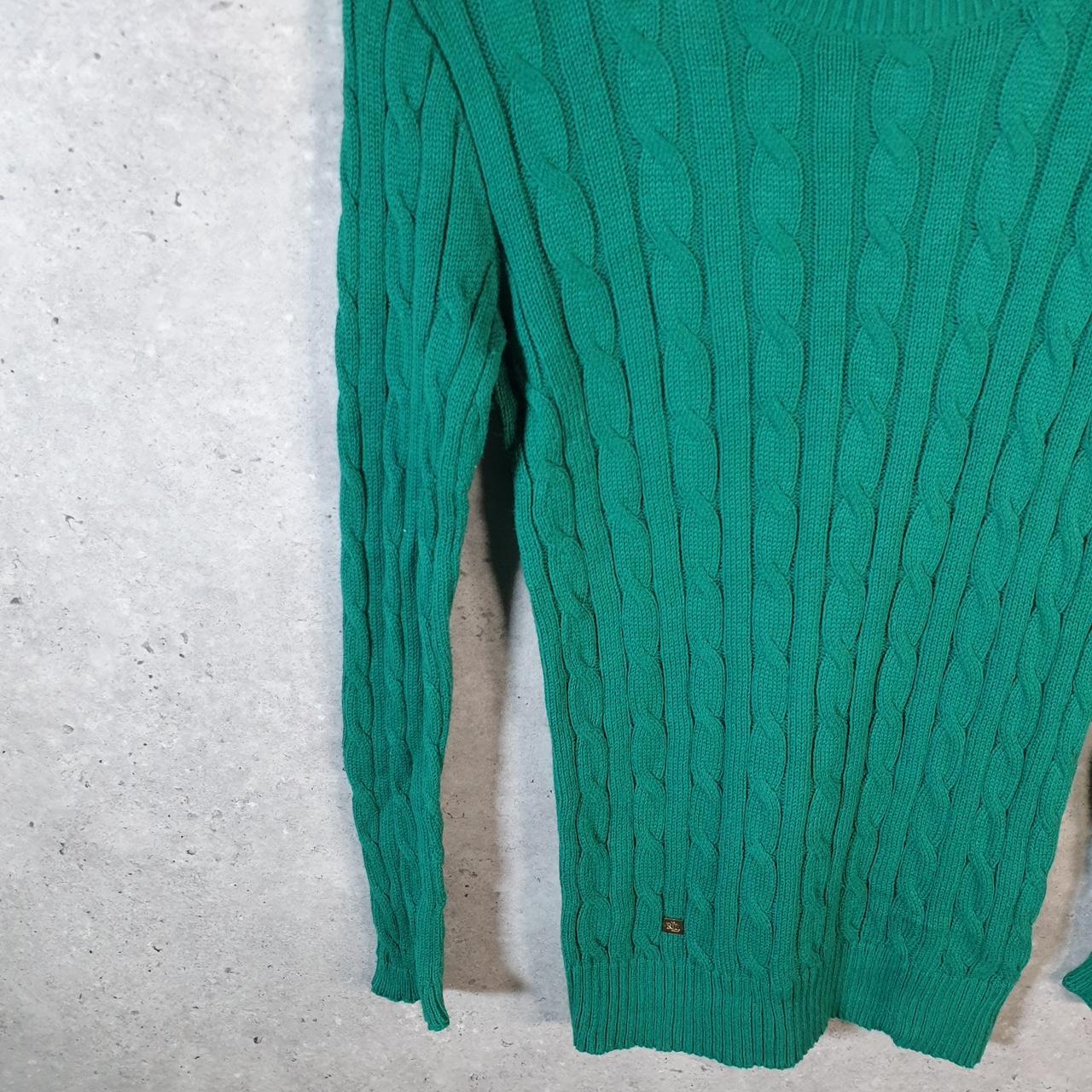 Vintage Ralph Lauren Polo Cable Knit Sweatshirt Womens XS Green Pony