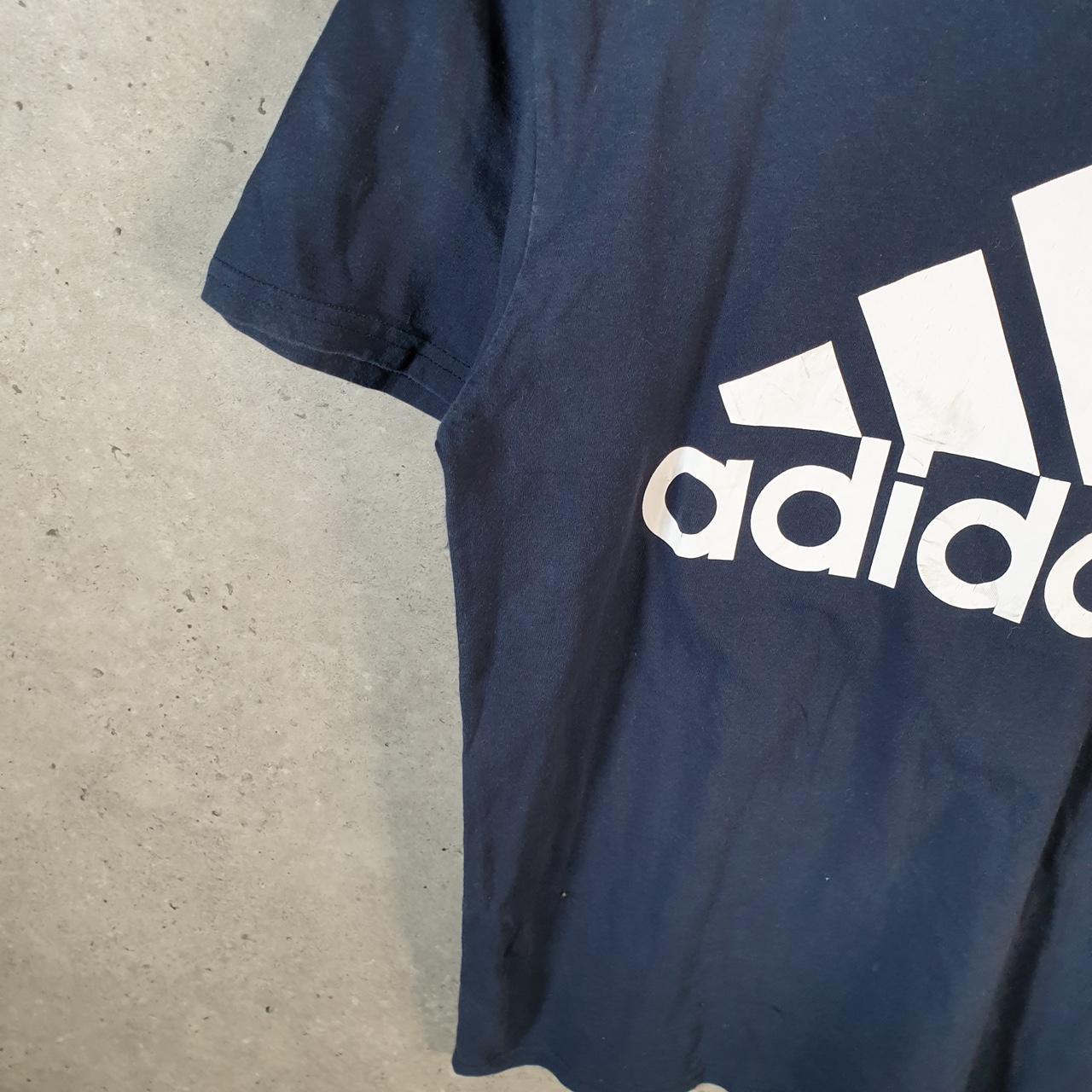 Vintage Adidas Golf T Shirt Men’s Medium Navy Blue Three Stripes Logo Athletic