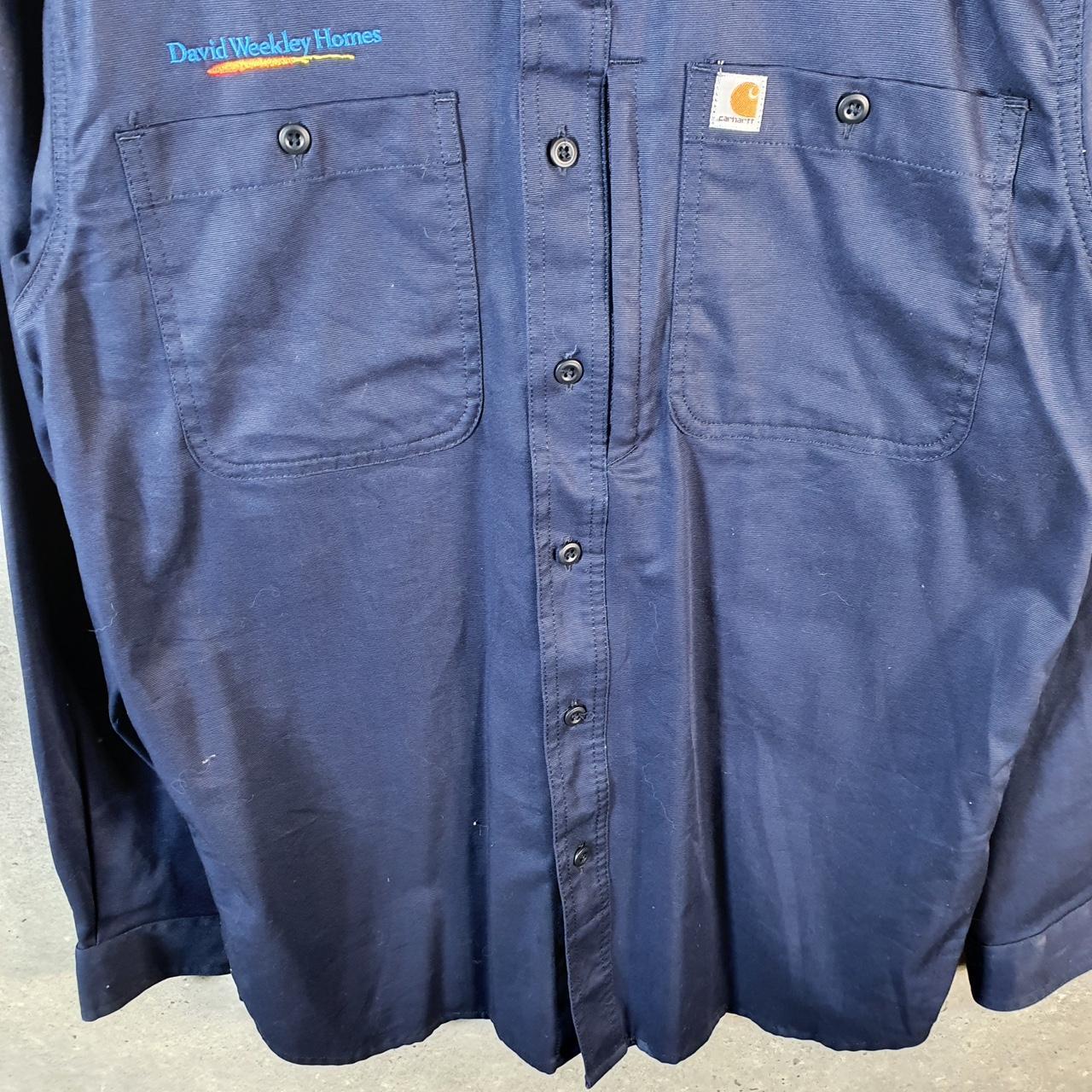 Vintage Carhartt Shirt Button Down Mens Medium Blue Long Sleeve Chore Utility Relaxed - Big Fish Vintage