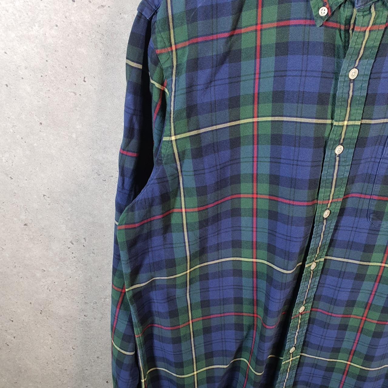 Vintage Ralph Lauren Button Down Shirt Mens Large Blue Checkered Cotton Pony