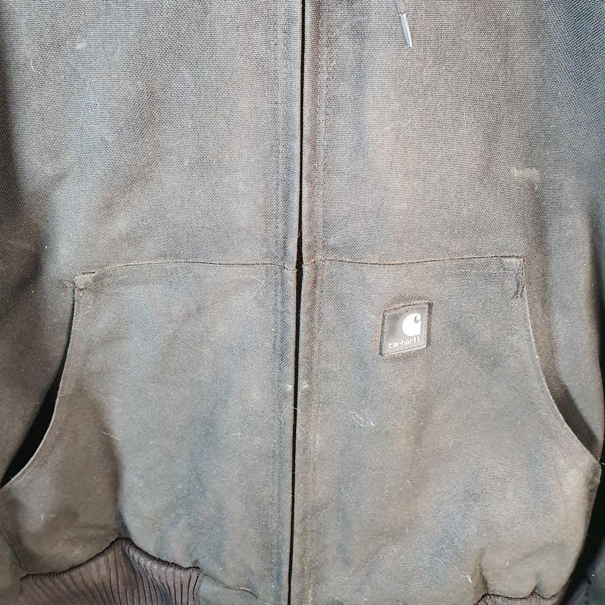Vintage Carhartt 90s Active Hooded Jacket Men’s XL Black Workwear J133 BLK Canvas USA Big Fish Vintage