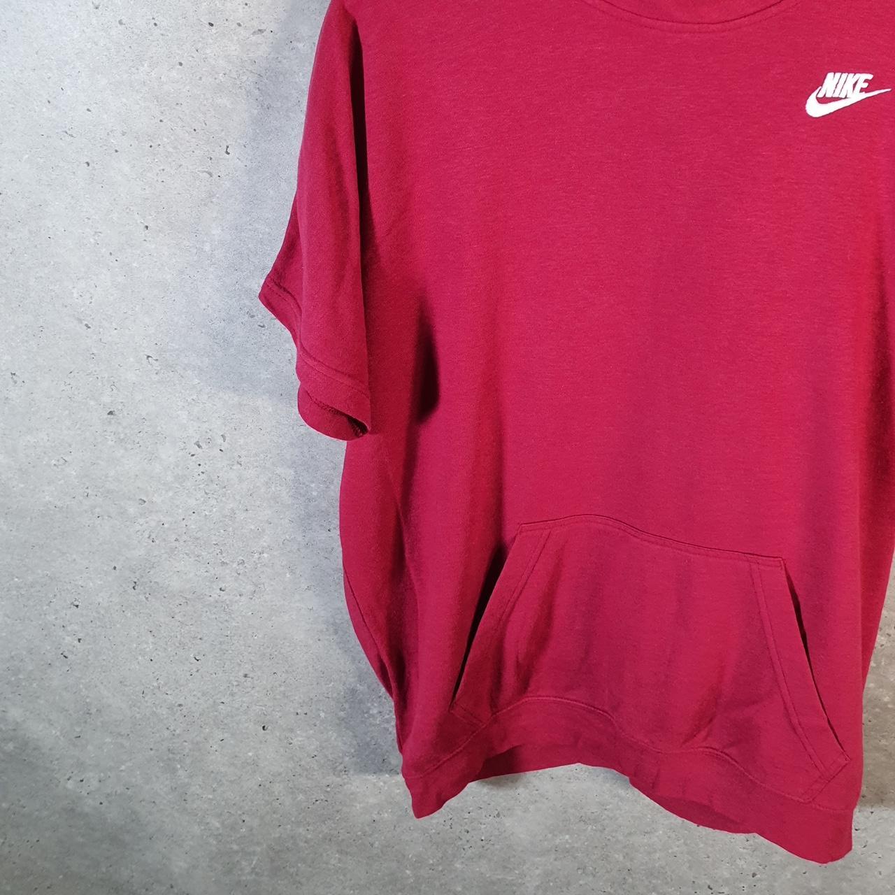Vintage Nike Club Short Sleeve Hoodie Men’s Small Pink Swoosh Y2K Pullover