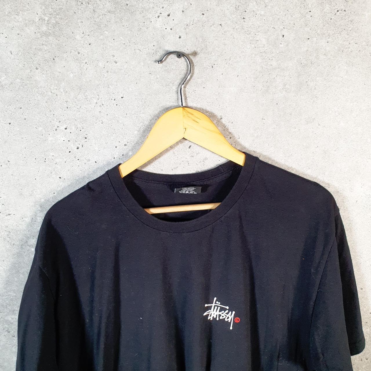 Vintage Stussy Spellout Printed Printed T Shirt Men’s Large Black Graphic Short Sleeve Big Fish Vintage