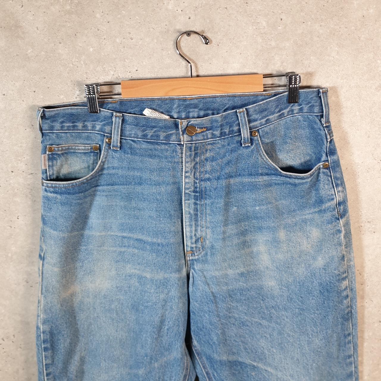 Vintage Carhartt Workwear Carpenter Jeans Mens W38 L32 Blue Denim Relaxed Fit USA