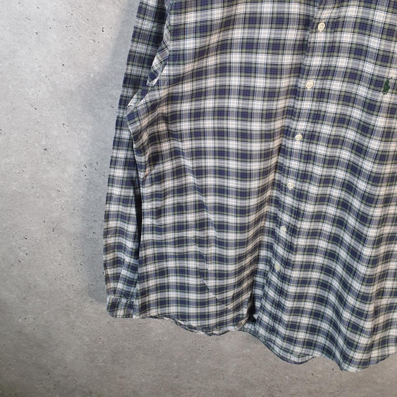 Vintage Ralph Lauren Button Down Shirt Men’s Medium Grey Checkered Custom Fit Pony