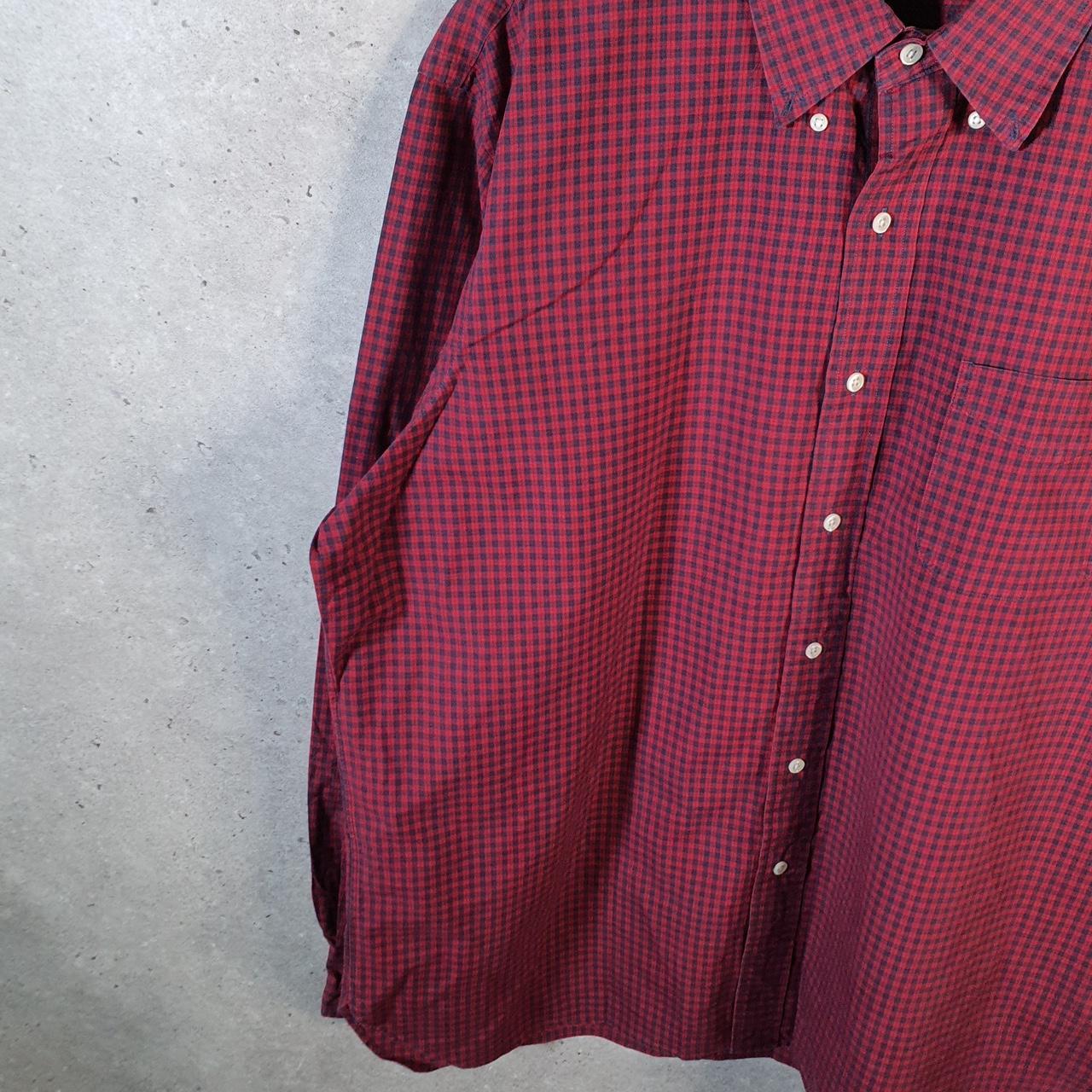 Vintage Ralph Lauren Button Down Shirt Men’s 2XL Burgundy Checkered Cotton