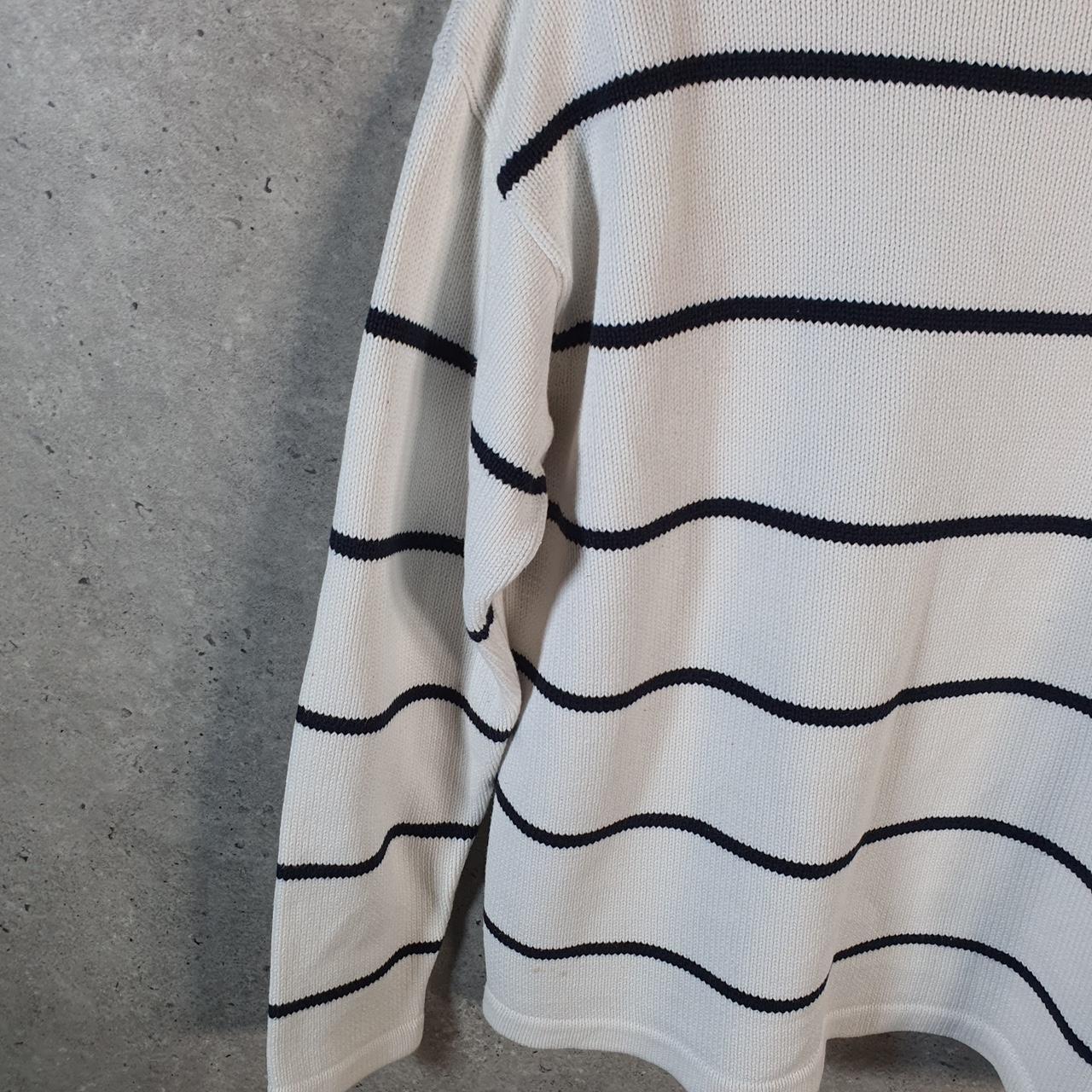 Vintage Ralph Lauren Polo Knit Sweater Womens Small White Striped Cotton Pullover