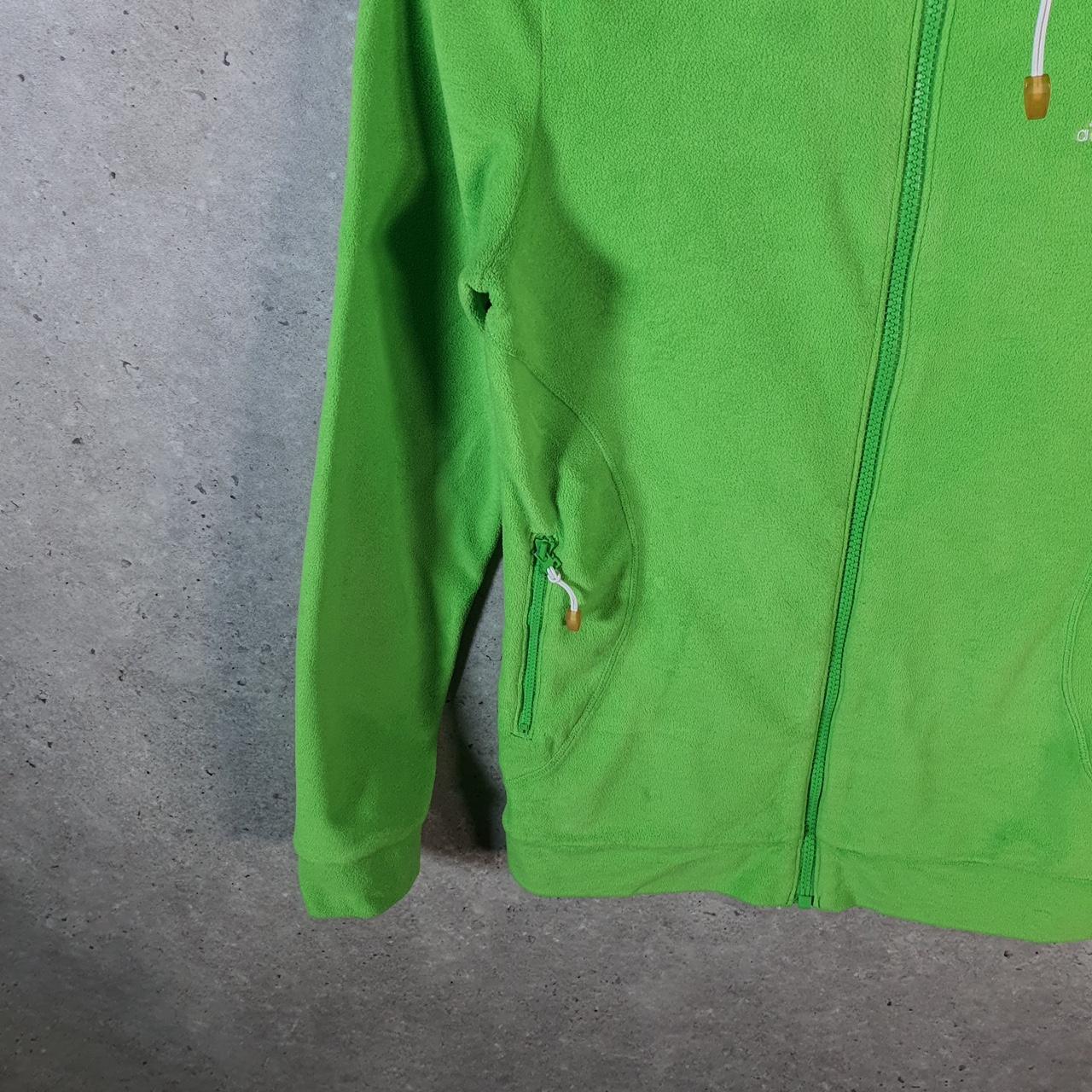 Vintage Adidas Full Zip Fleece Sweatshirt Womens UK10 Green Spellout Logo Winter