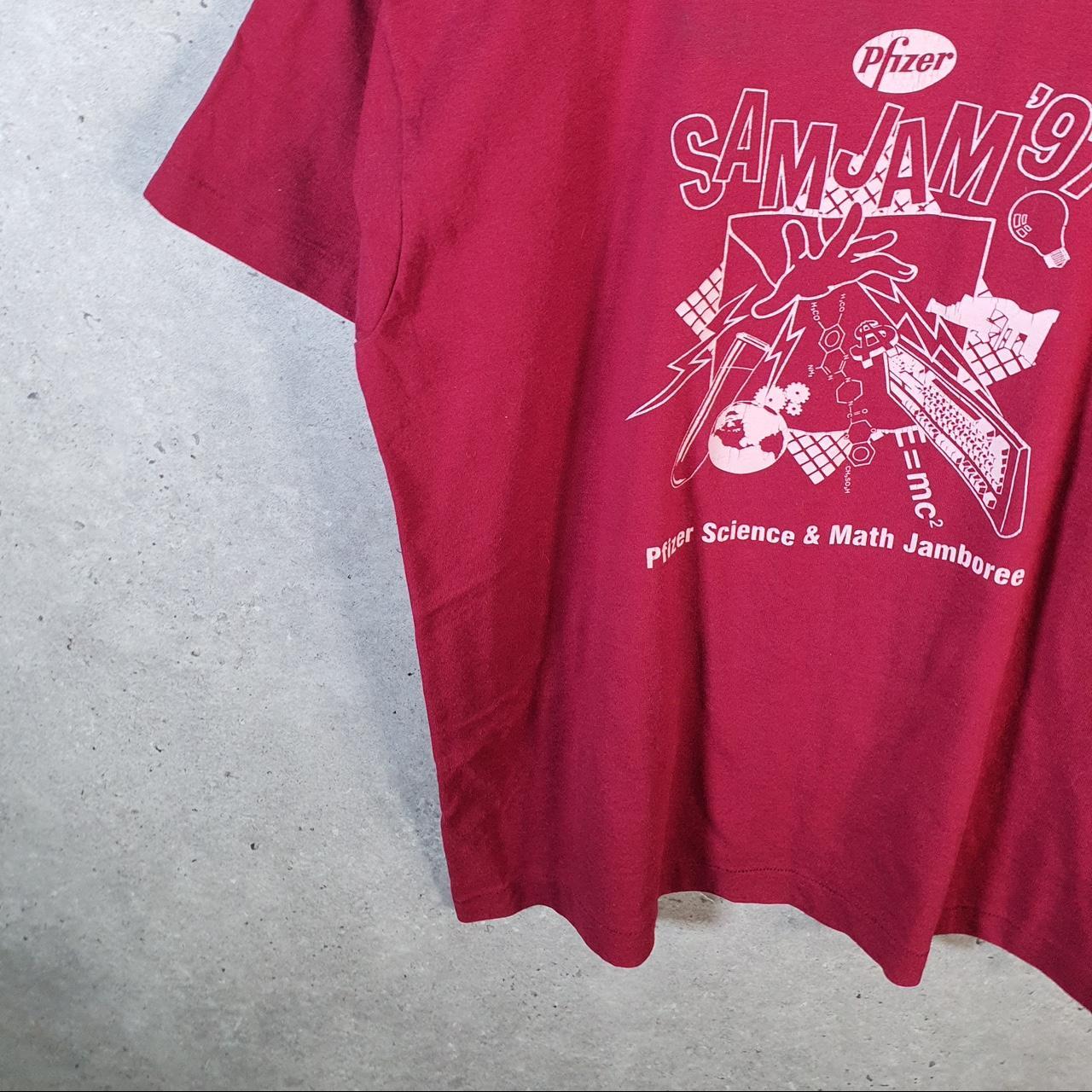 Vintage Fruit Of The Loom Pfizer Sam Jam 1997 USA Single Stitch T Shirt Men’s L Red
