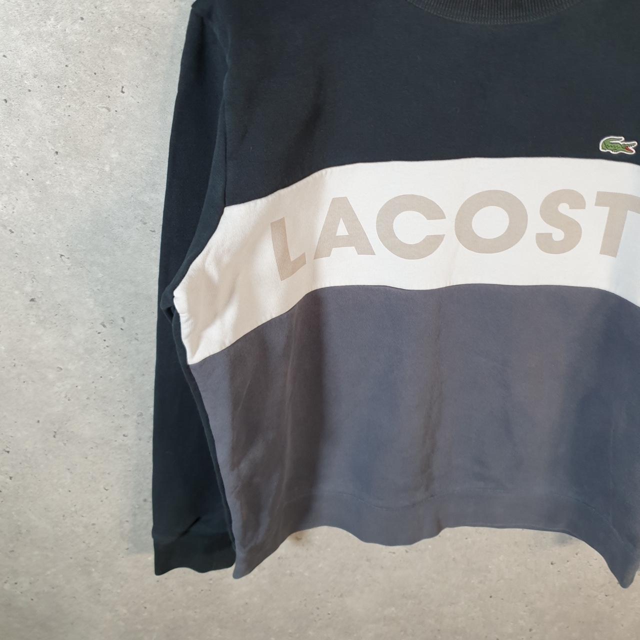 Vintage Lacoste Sweatshirt Men’s Large Black Pullover Logo Y2K Jumper Logo