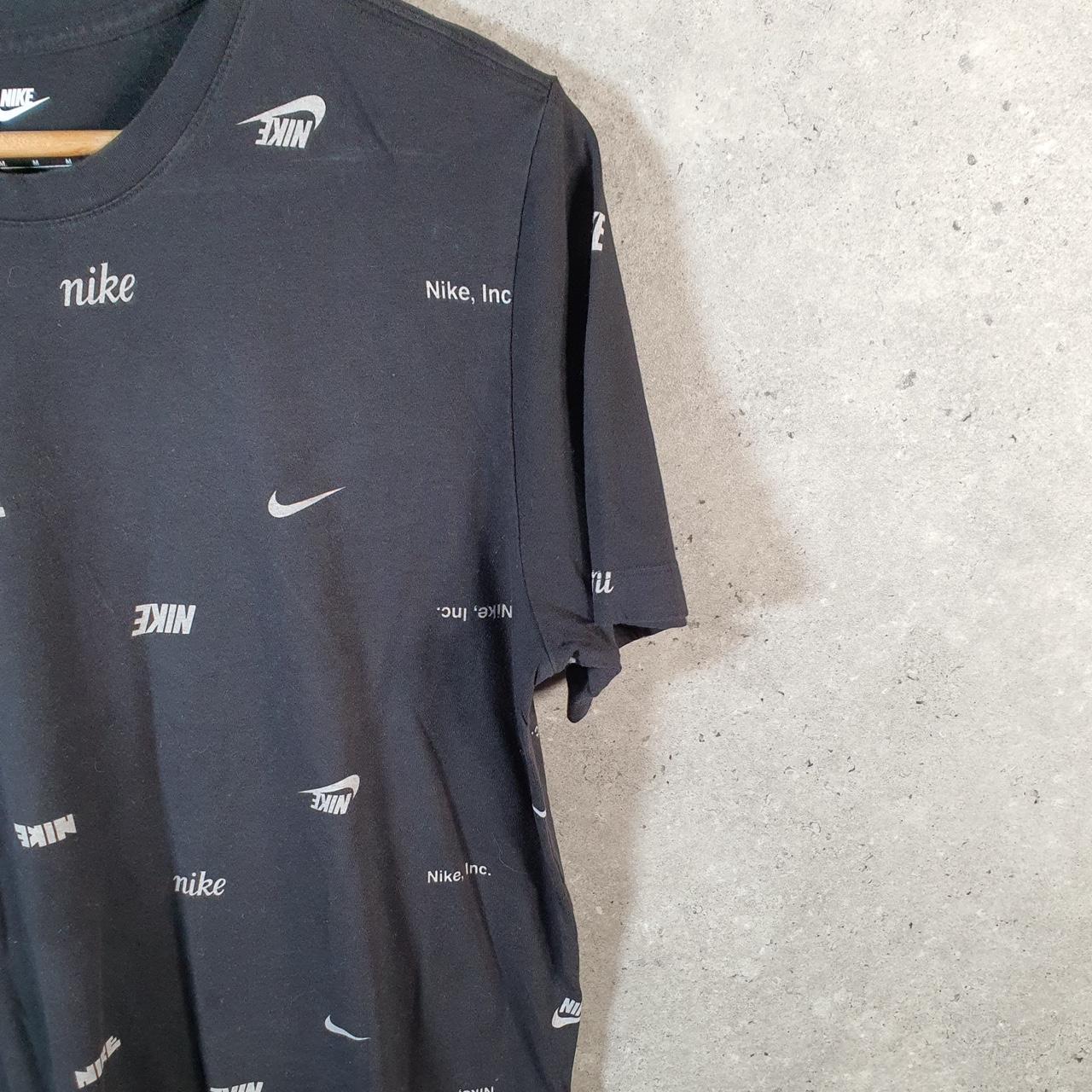 Vintage Nike Club All Over Print AOP T Shirt Men’s Medium Black Swoosh Logo Athletic Big Fish Vintage