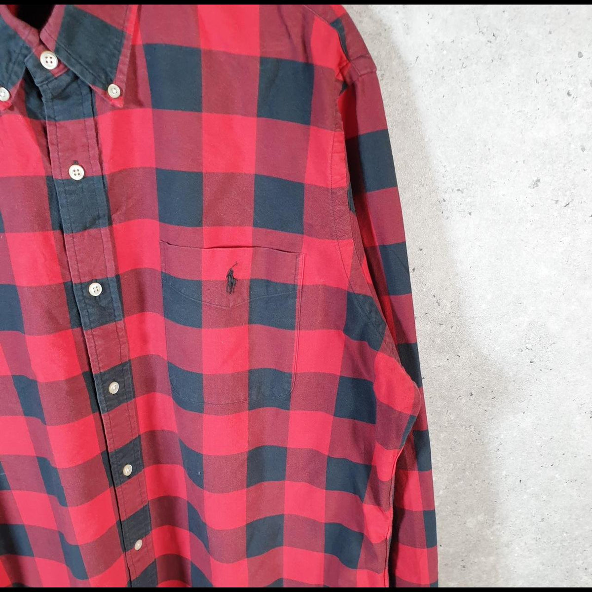 Vintage Ralph Lauren Button Down Shirt Men’s XL Red Checkered Classic Fit Pony