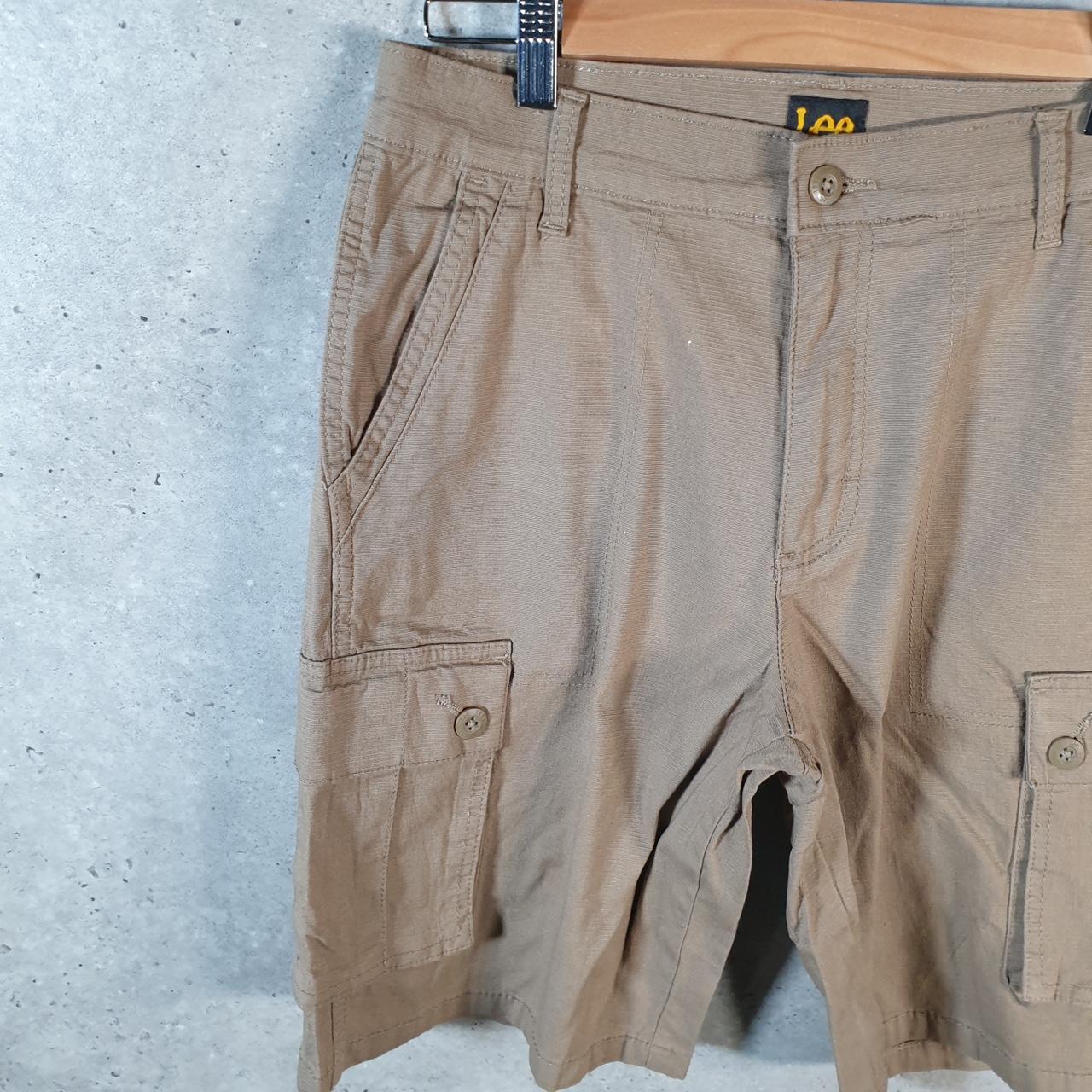 Vintage Lee Chino Shorts Jorts Cargo Mens W29 Brown Baggy Cotton