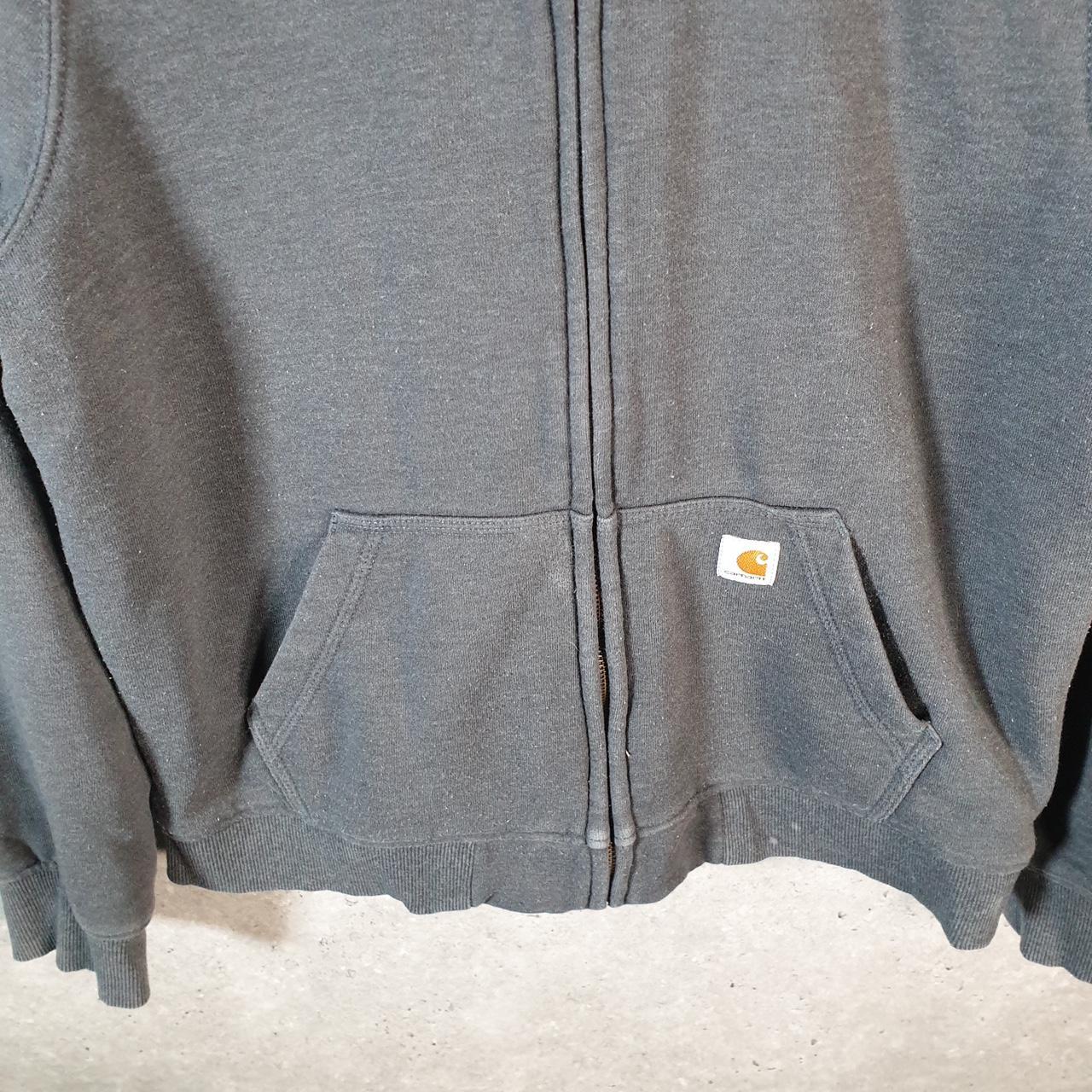 Vintage Carhartt Hoodie Womens Medium Grey Full Zip Blank Sweatshirt USA Relaxed Fit Big Fish Vintage