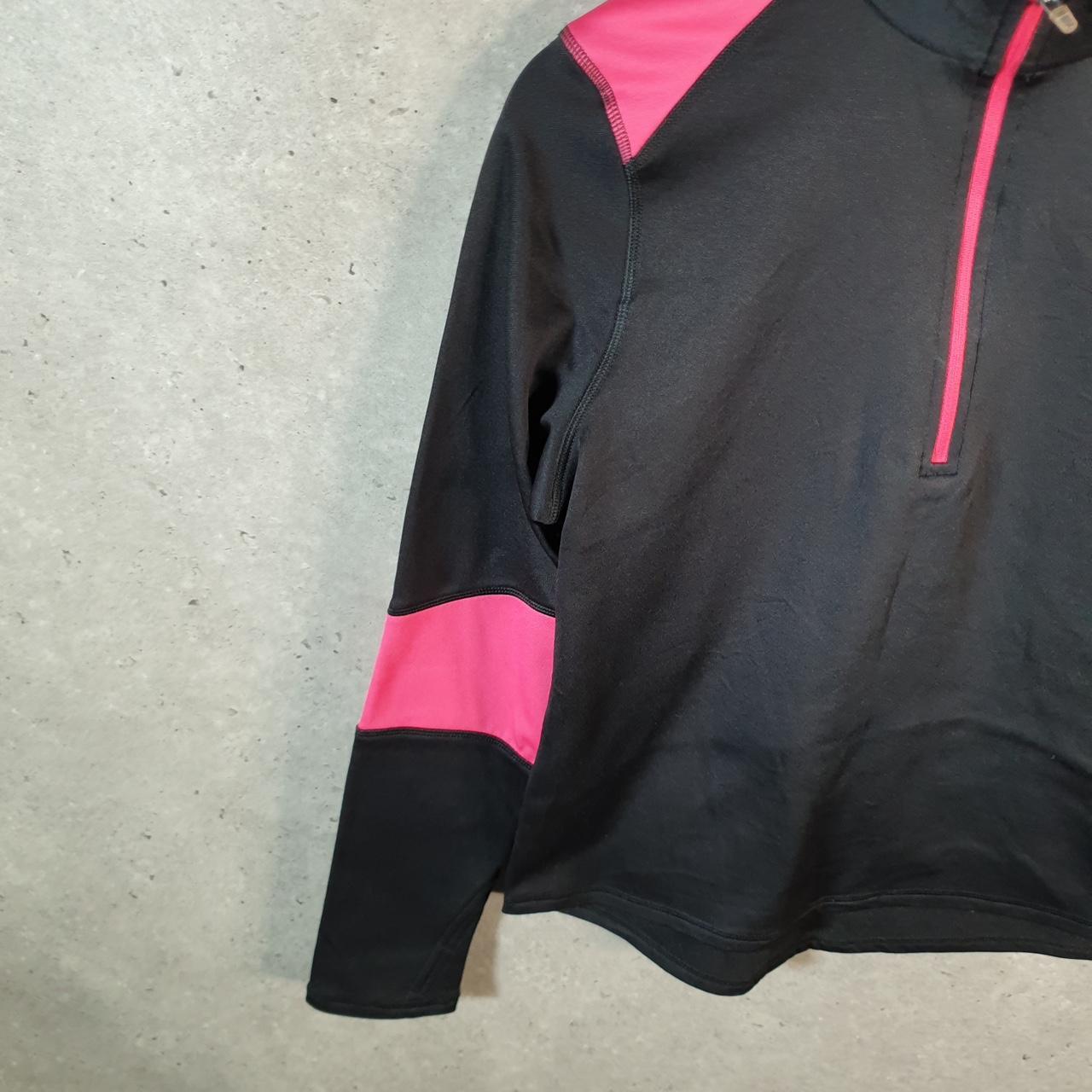 Vintage Champion Powertrain 1/4 Zip Sweatshirt Womens Medium Black Pullover Logo