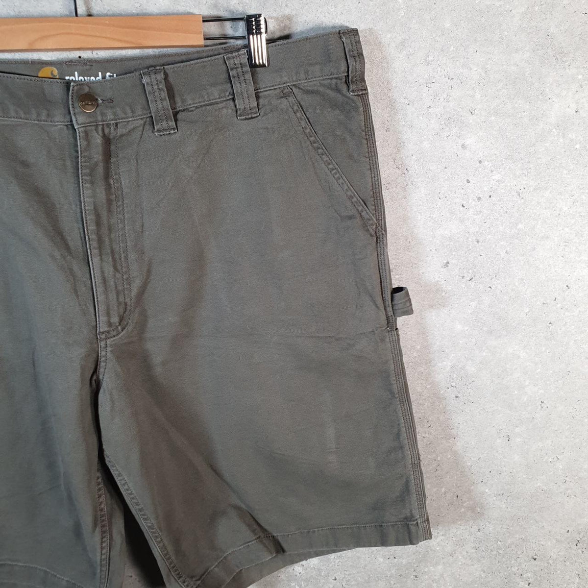 Vintage Carhartt Baggy Carpenter Shorts Jorts Cargo Men’s W44 Khaki Green Relaxed Fit Workwear A4714
