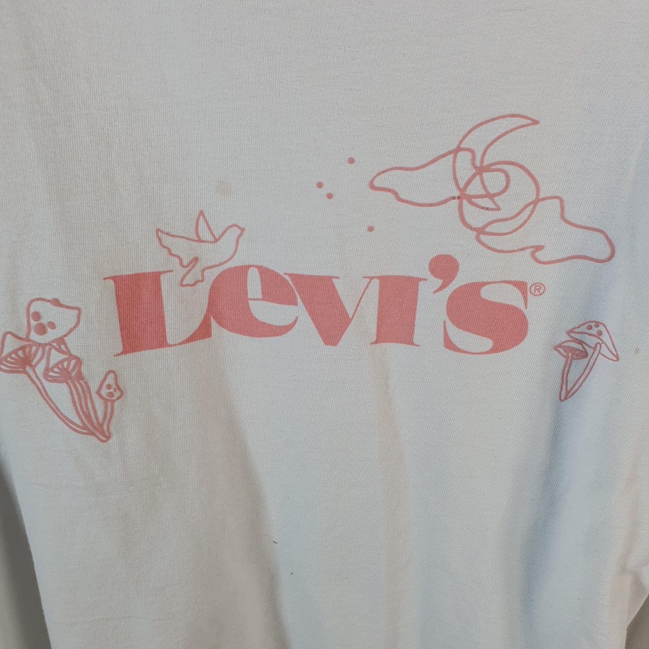 Vintage Levis Spellout T Shirt Shirt Womens 2XL Cropped Fit White Logo Athletic
