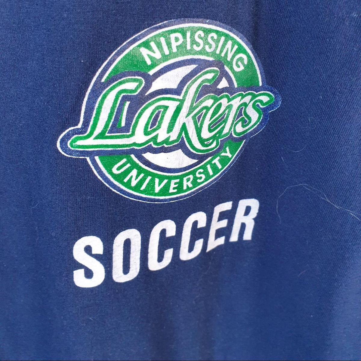 Vintage Hanes Nipissing Lakers Uni Soccer 90s USA Single Stitch T Shirt Men’s XL Blue C8040