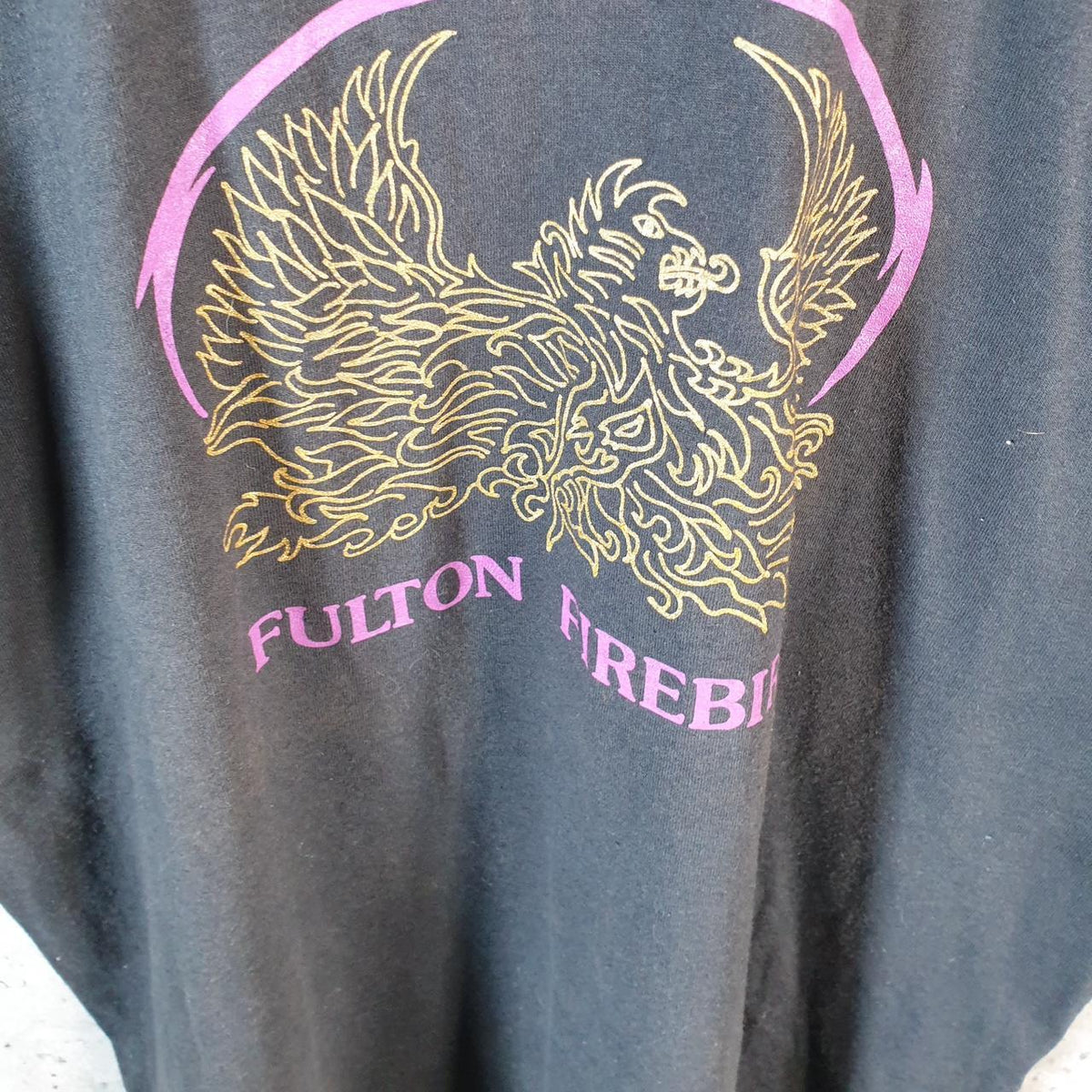 Vintage Fruit of the Loom Fulton Firebirds 90s Single Stitch T Shirt Men’s Large Black C8135