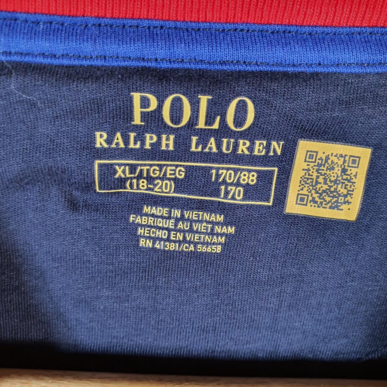Vintage Ralph Lauren Polo Retro T Shirt Youth XL AOP Blue Classic Fit Pony