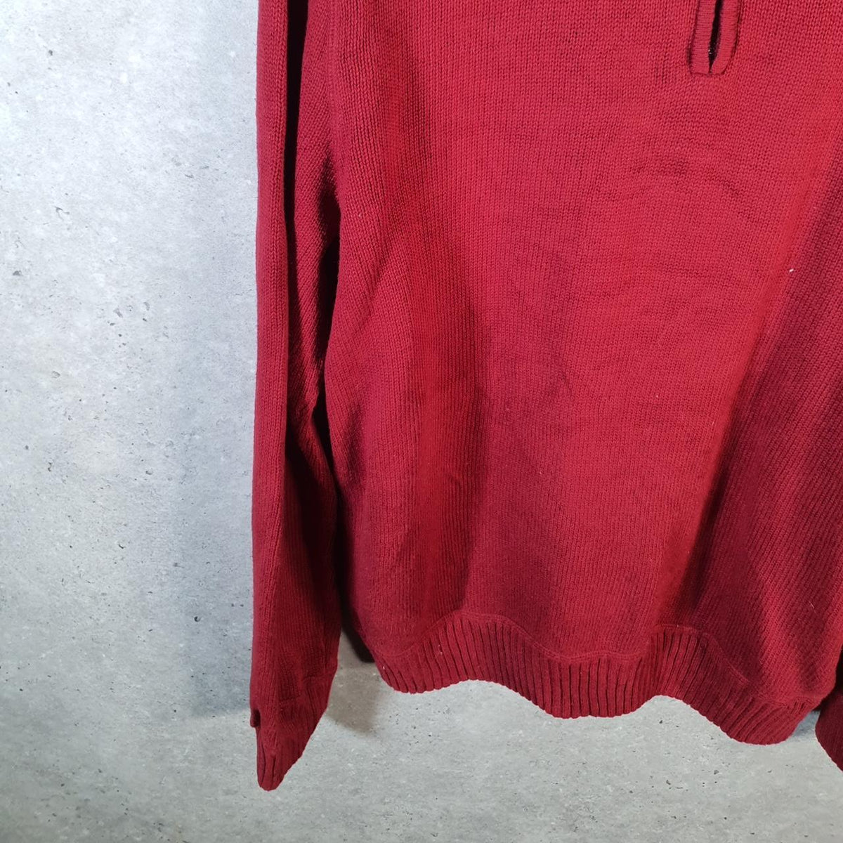 Vintage Eddie Bauer Knit Sweater Men’s Large Red Y2K Pullover Quarter Zip