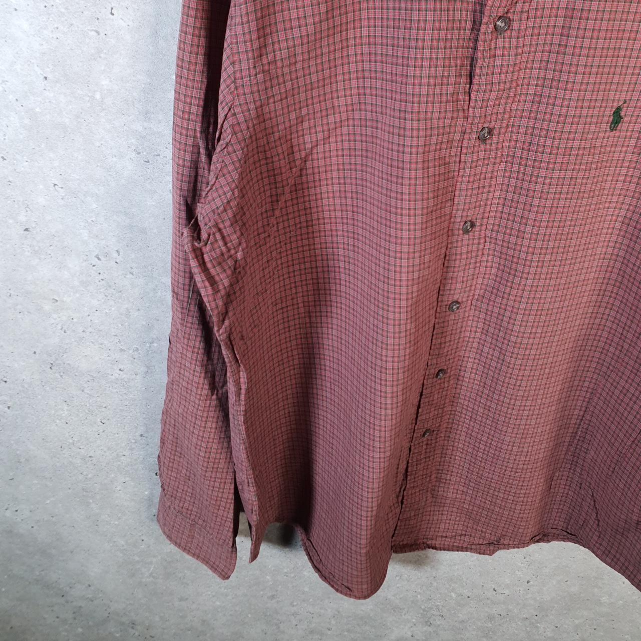 Vintage Ralph Lauren Button Down Shirt Men’s XL Burgundy Checkered Custom Fit Pony