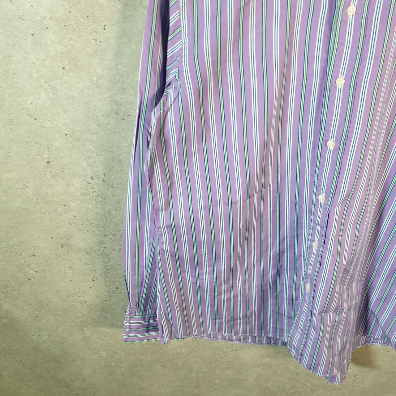 Vintage Ralph Lauren Button Down Shirt Men’s Large Purple Striped Cotton Pony