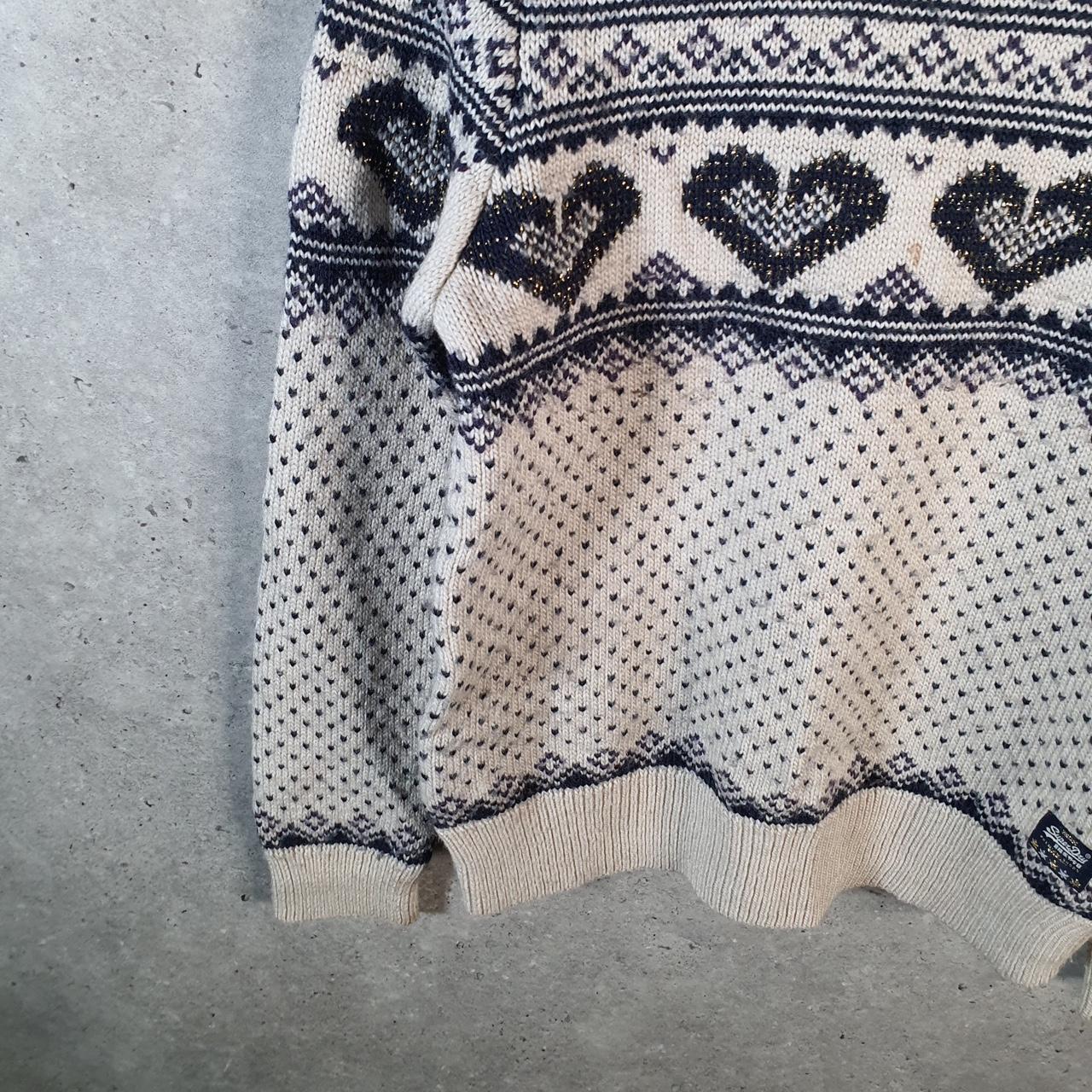 Vintage Superdry Christmas Aztec Knit Sweater Men’s S Beige Y2K Pullover Casual