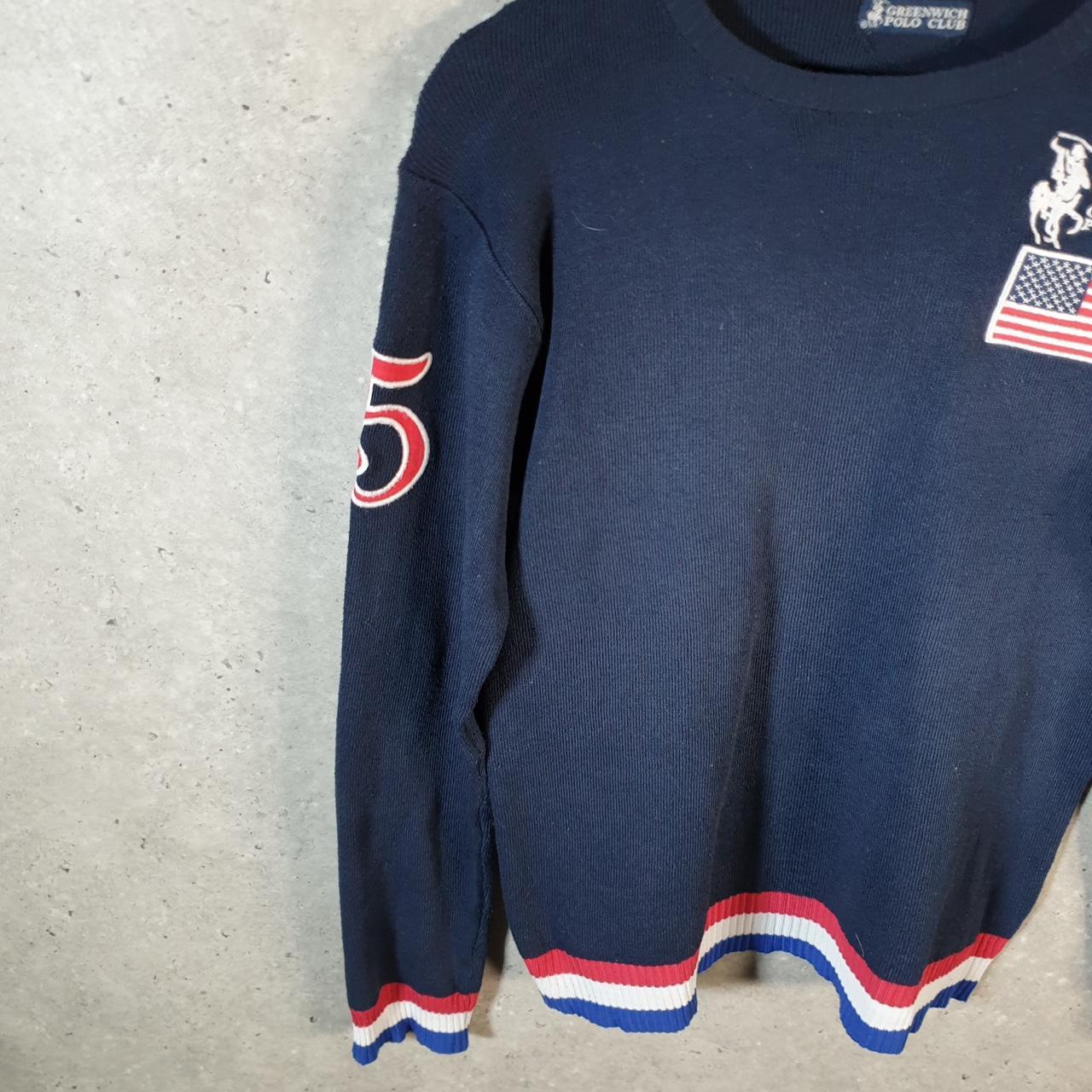 Vintage Greenwich Polo Club Knit Sweater Women’s M Navy Blue Y2K Pullover Casual