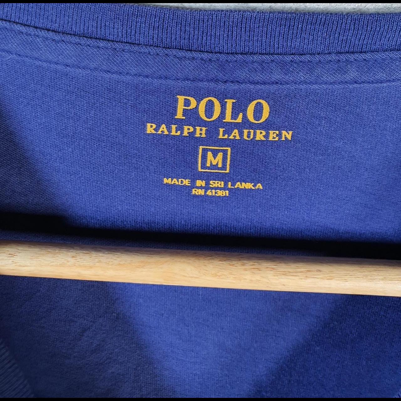 Vintage Ralph Lauren Polo Sport T Shirt Men’s Medium Blue Custom Fit Embroidered Pony C8648