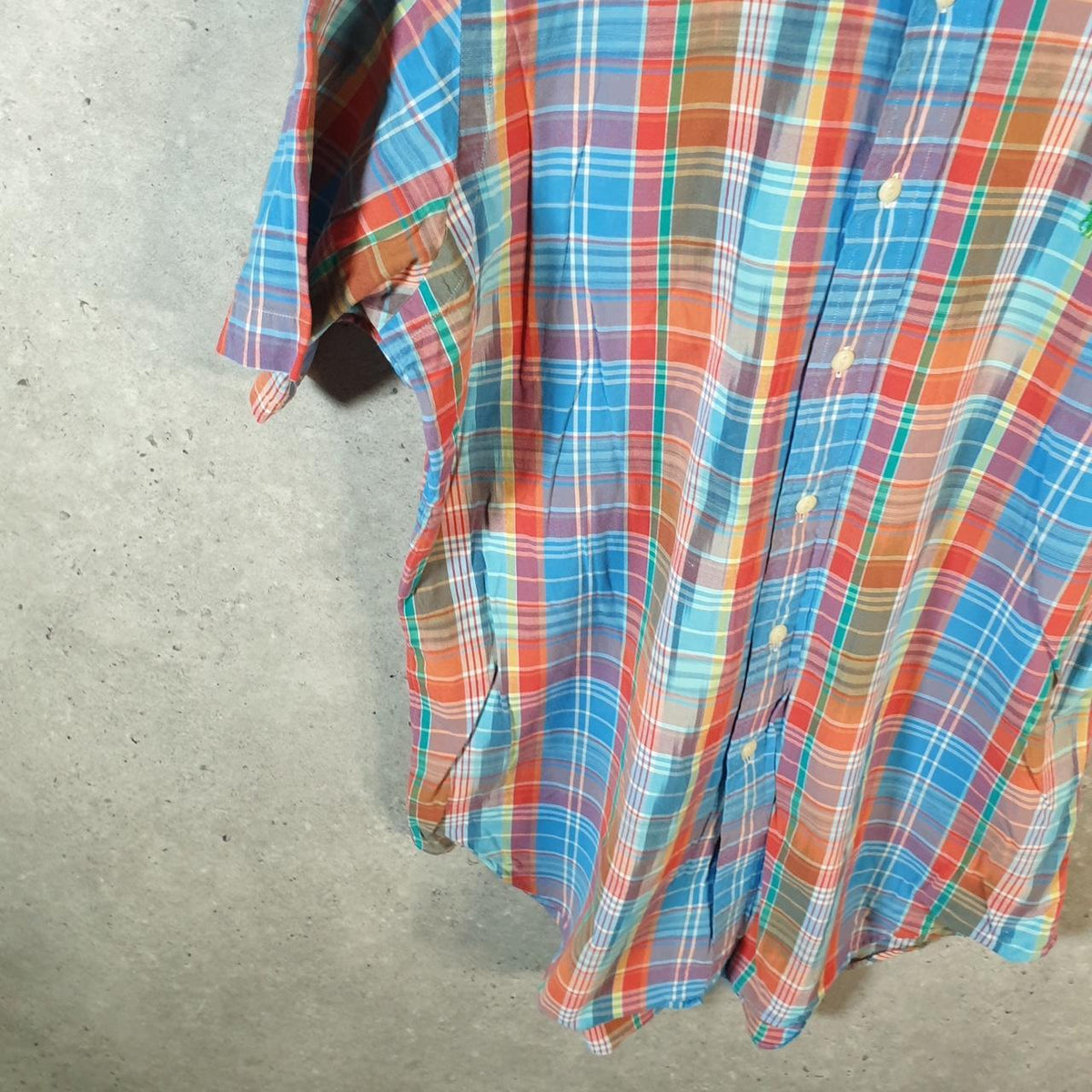 Vintage Ralph Lauren Button Down Shirt Men’s Medium Blue Checkered Classic Fit Cotton Pony