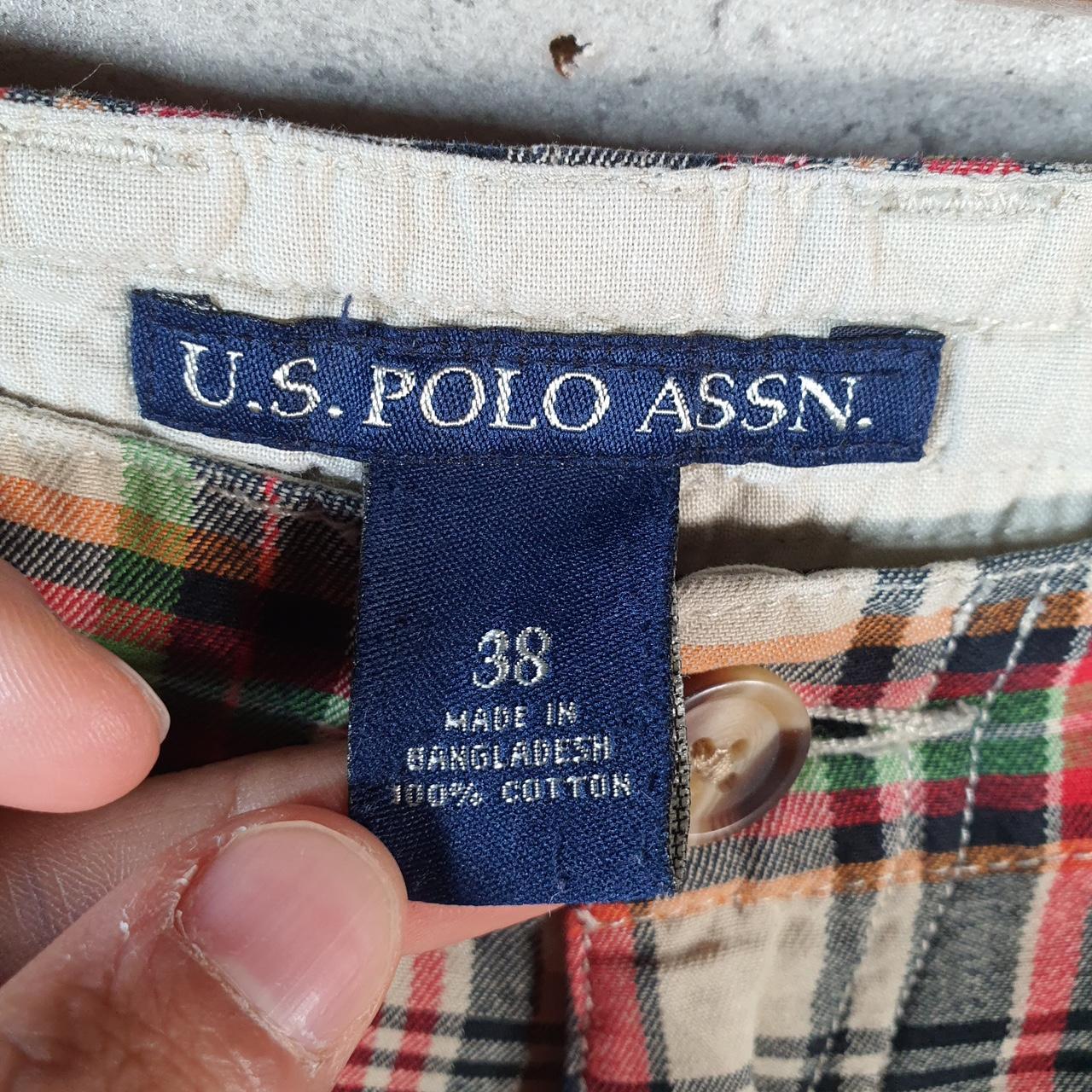 Vintage U.S. Polo Assn. Chino Shorts Jorts Cargo Mens W38 Checkered Baggy Cotton A4398