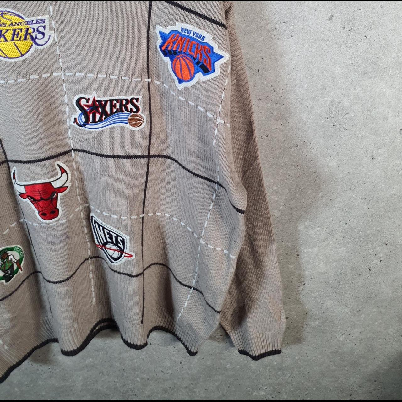Vintage NBA Badges 90s Knit Sweater Men’s XL Brown Y2K Pullover American